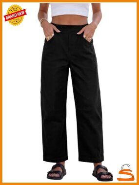 Women Barrel Jeans Baggy High Waist Wide Leg Pants Ankle Length Denim with